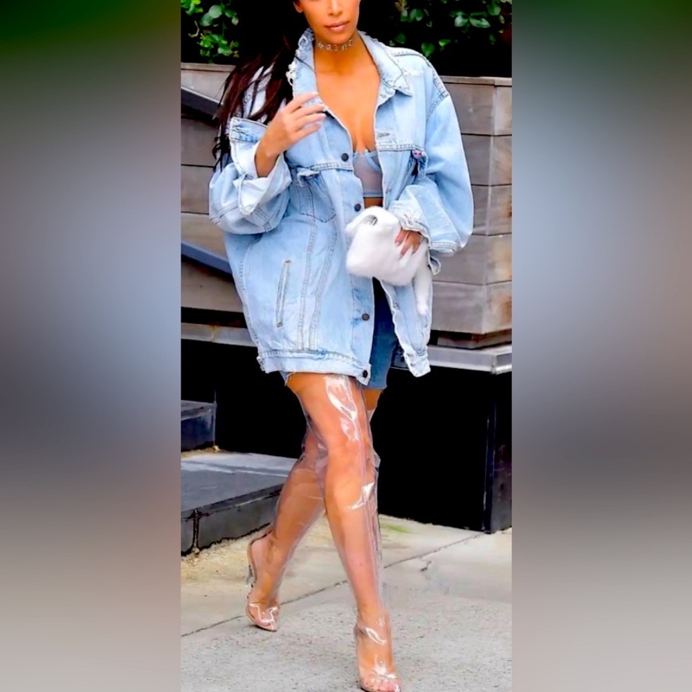 Kim Kardashian seen in these PVC boots